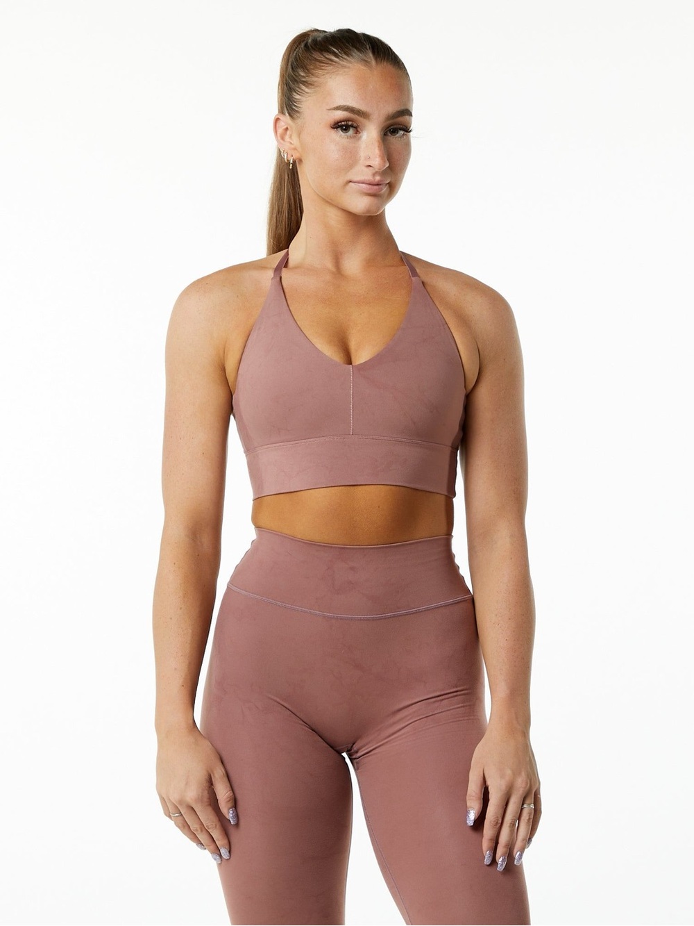 Alphalete - Wonder sports bra with adjustable T back. Dusty rose. XS